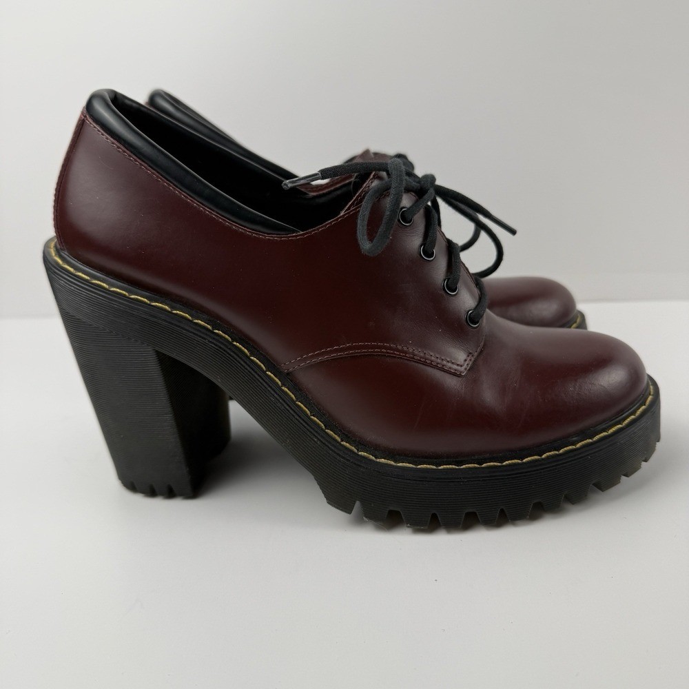 Dr. Martens Salome Red Leather Chunky Heel Platform Womens US Size 9 - Picture 4 of 10